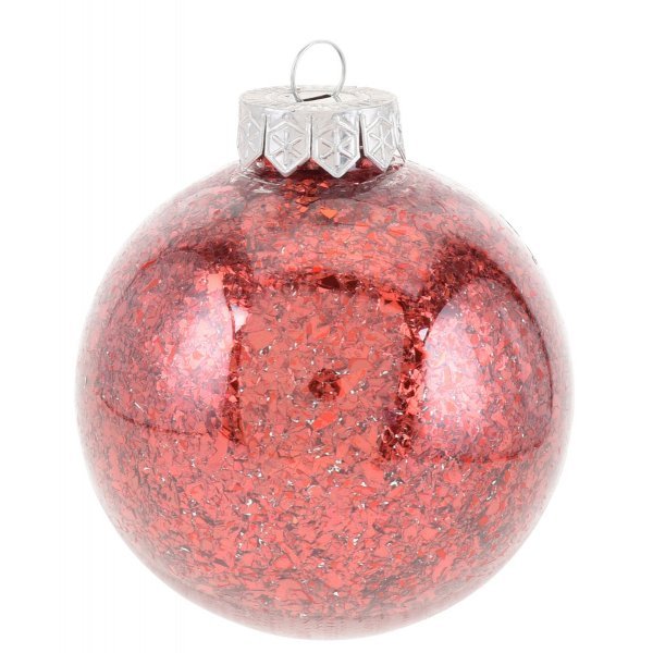 Χριστουγεννιάτικη Μπάλα με Κόκκινο Κομφετί (8cm)